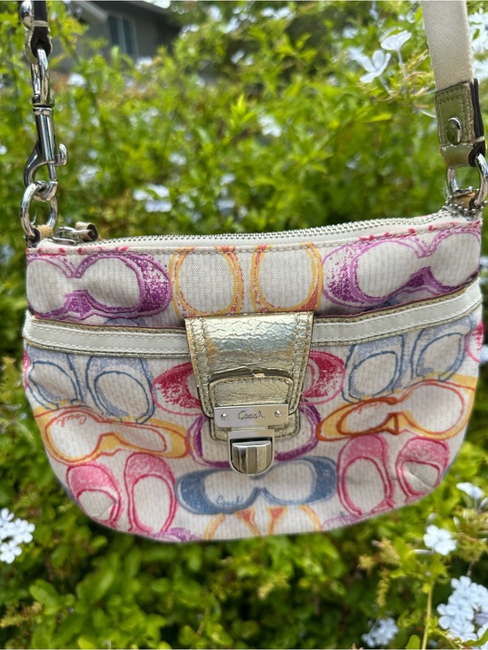 Coach Handbags - Coach Multicolor Signature C Canvas Shoulder Bag Metallic Trim y2k